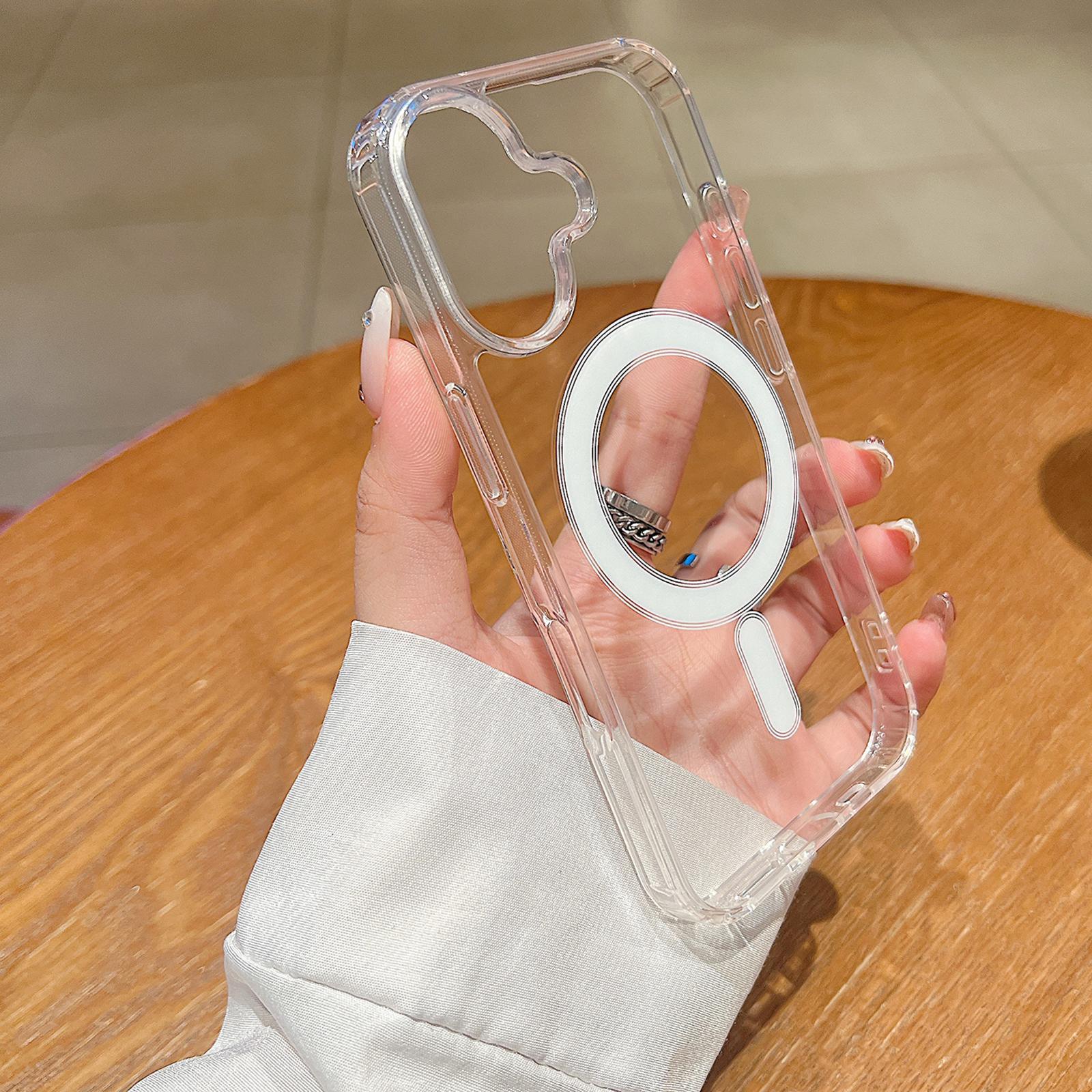 Compatible with iPhone 18 Large Hole Camera MagSafe Magnetic Clear Acrylic TPU Case - Transparent