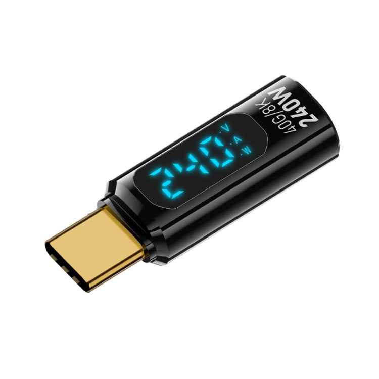 Uniqbuy For Type-C Male to Type-C Female 240W Full-featured Adapter with Digital Display(Black)