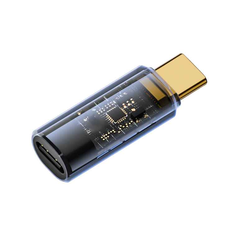 Uniqbuy For Type-C Male to Type-C Female 240W Full-featured Adapter with Digital Display(Transparent Blue)