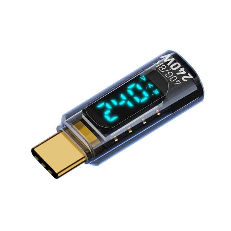Uniqbuy For Type-C Male to Type-C Female 240W Full-featured Adapter with Digital Display(Transparent Blue)