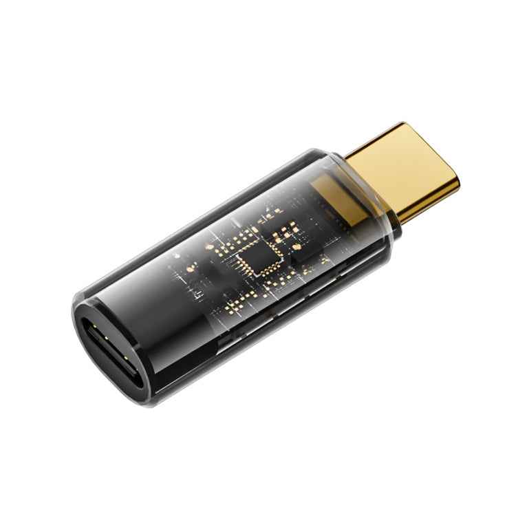 Uniqbuy For Type-C Male to Type-C Female 240W Full-featured Adapter with Digital Display(Transparent Black)
