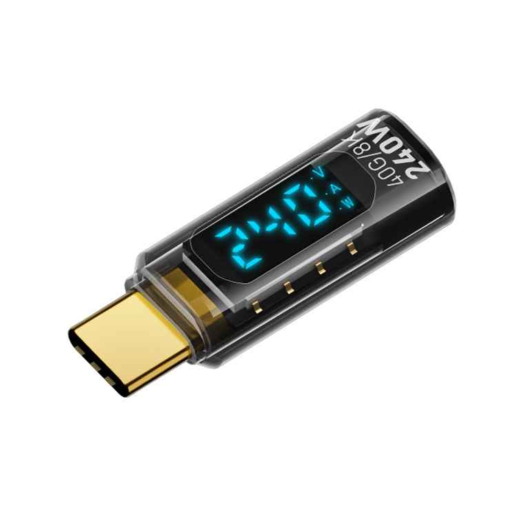 Uniqbuy For Type-C Male to Type-C Female 240W Full-featured Adapter with Digital Display(Transparent Black)