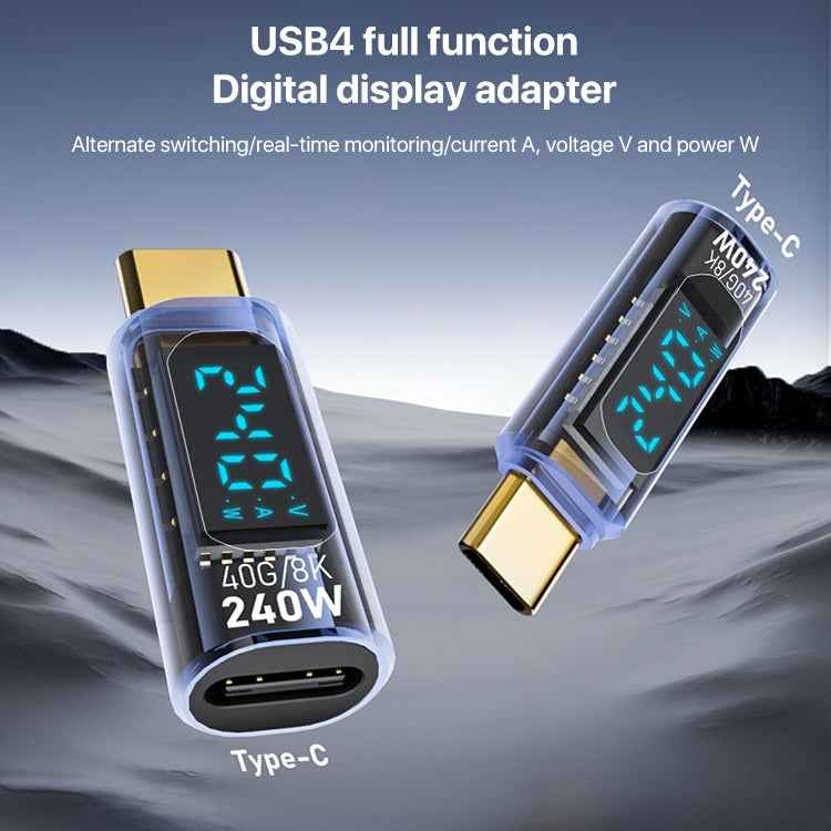 Uniqbuy For Type-C Male to Type-C Female 240W Full-featured Adapter with Digital Display(Black)