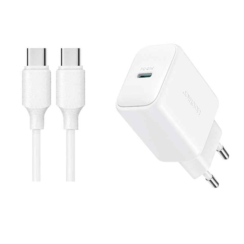 Uniqbuy For JOYROOM JR-TCF20 PD20W Type-C Port Charger Kit with Type-C to Type-C Cable, Plug:EU Plug(White)