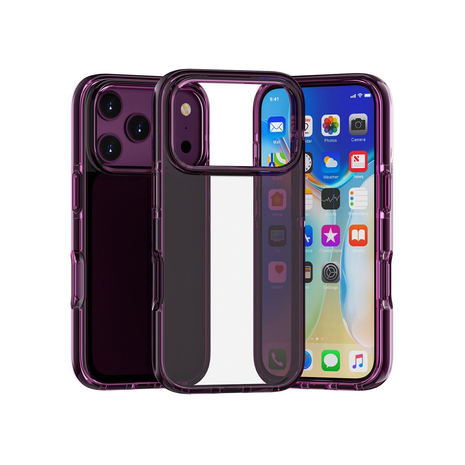 Compatible with iPhone 18 Pro & 17 Pro Dual Color Clear Glitter TPU + TPE Full Coverage Phone Case - Cherry Red