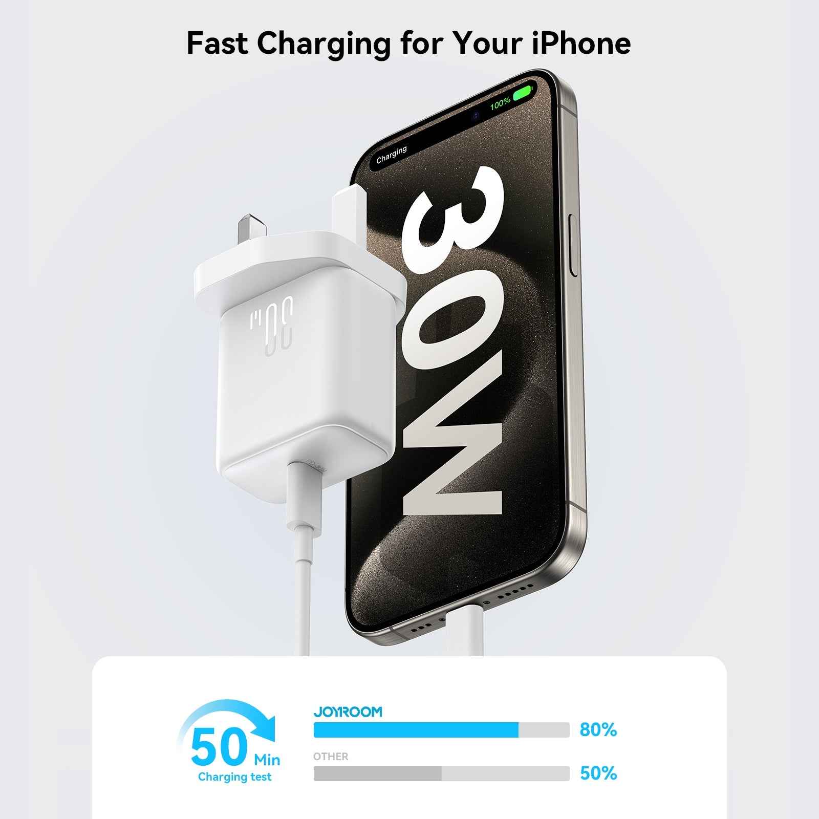 Uniqbuy For JOYROOM JR-TCF24 30W USB-C / Type-C Fast Charger, Specification:UK Plug(White)