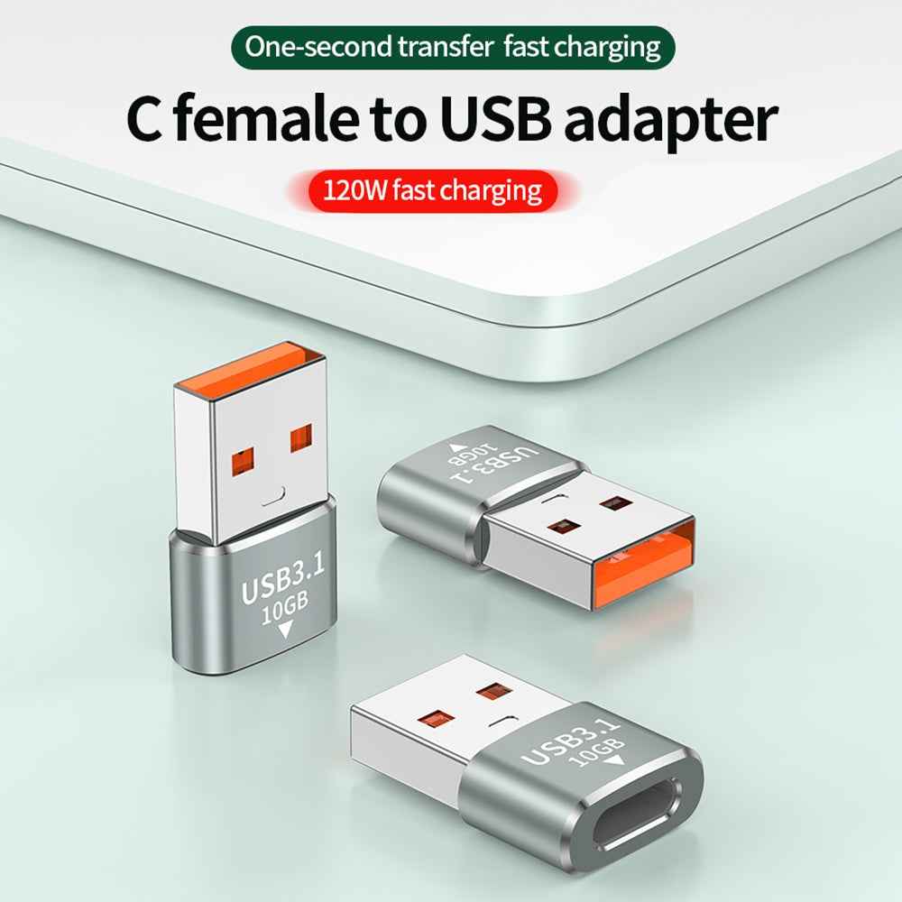 Uniqbuy For 120W 10Gbps USB3.1 Male to USB-C / Type-C Female OTG Mini Adapter(Black)