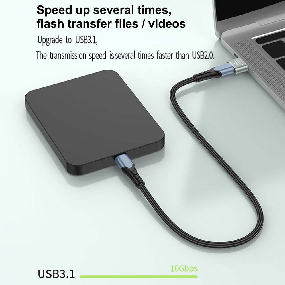120W 10Gbps USB3.1 Male to USB-C / Type-C Female OTG Mini Adapter(Black)