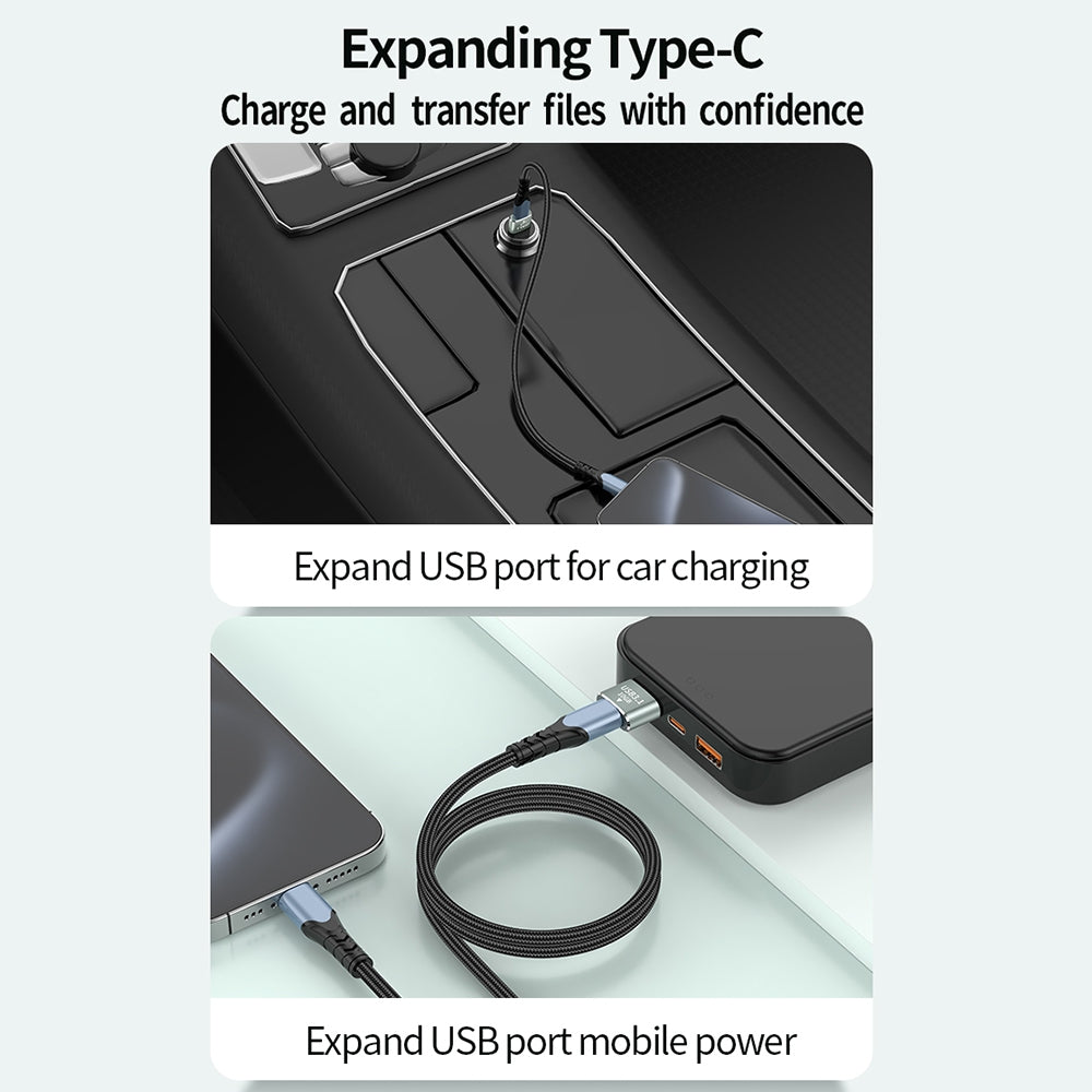 120W 10Gbps USB3.1 Male to USB-C / Type-C Female OTG Mini Adapter(Black)