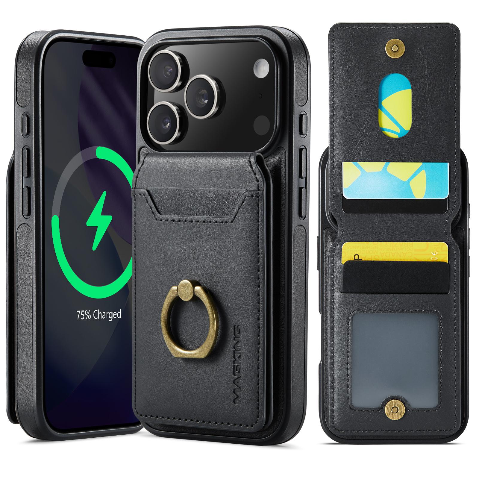 Compatible with iPhone 18 Pro & 17 Pro MAGKING K1 MagSafe Detachable Wallet RFID Back Cover Phone Case - Black