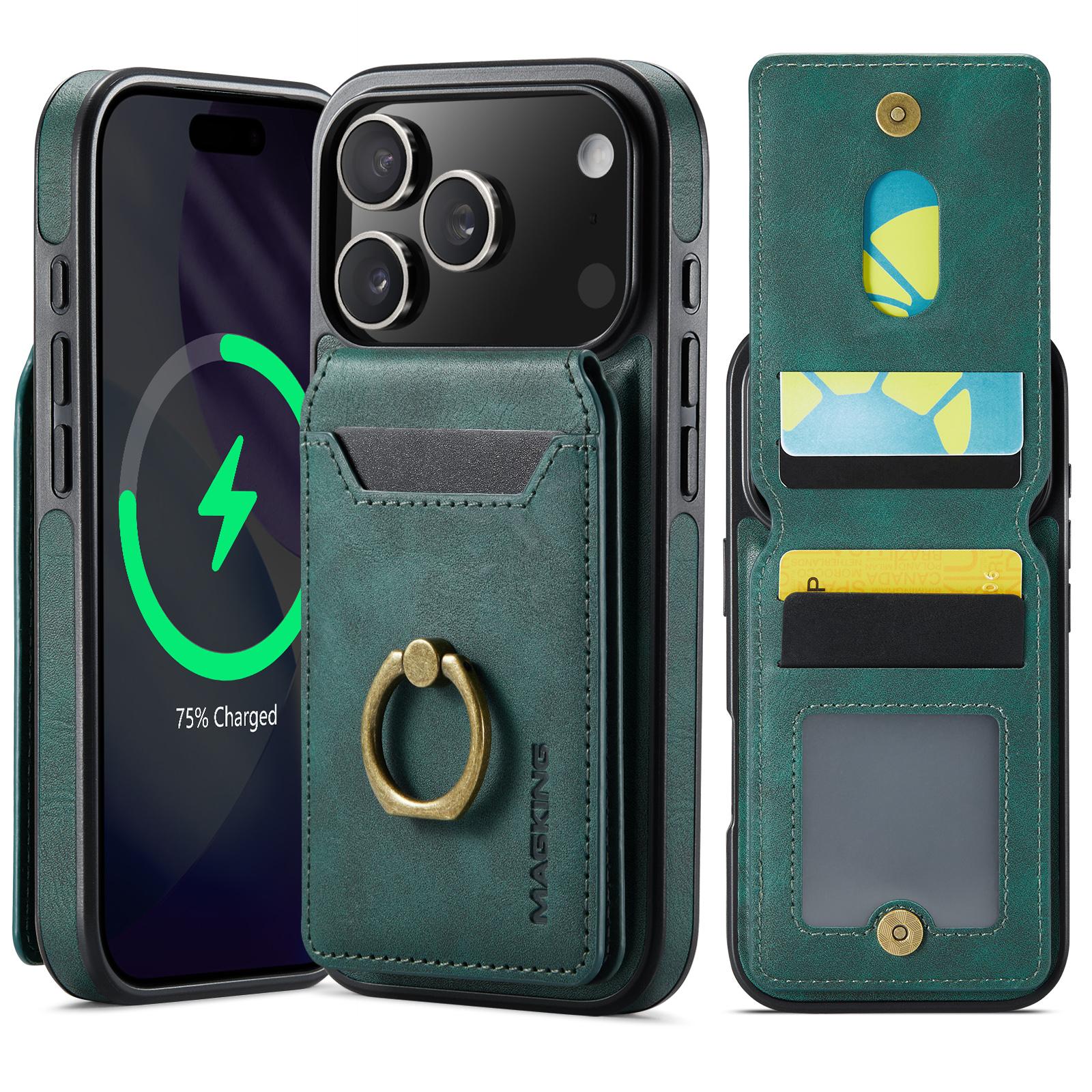 Compatible with iPhone 18 Pro & 17 Pro MAGKING K1 MagSafe Detachable Wallet RFID Back Cover Phone Case - Green