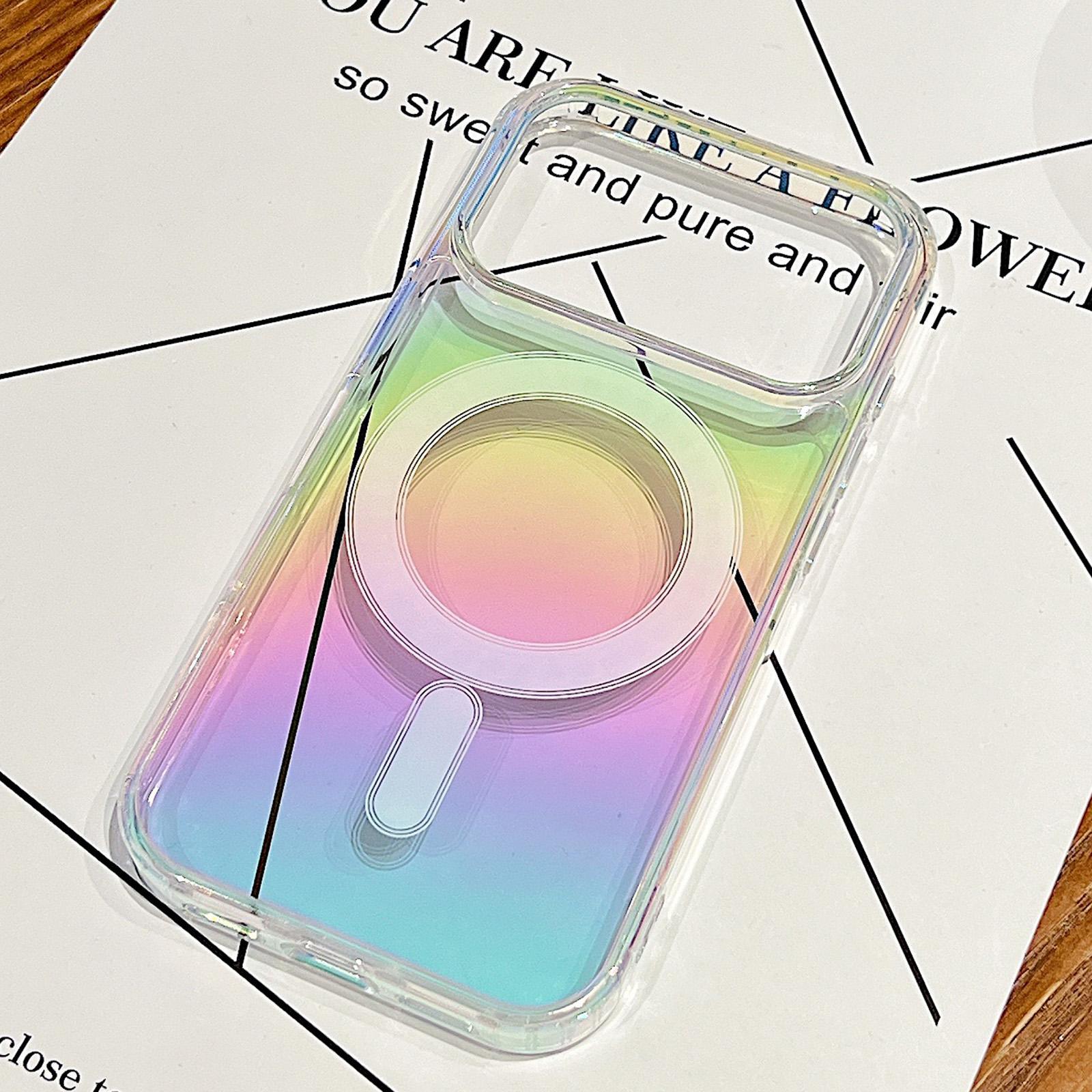 Compatible with iPhone 18 Pro Gradient Color MagSafe Airbag Full Coverage Phone Case - Rainbow