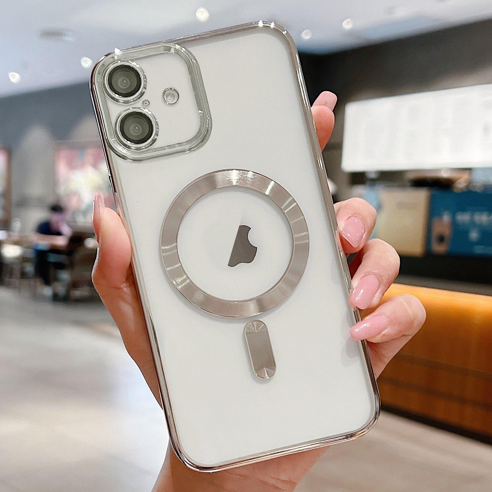 Compatible with iPhone 18 Electroplating MagSafe Phone Case - Silver