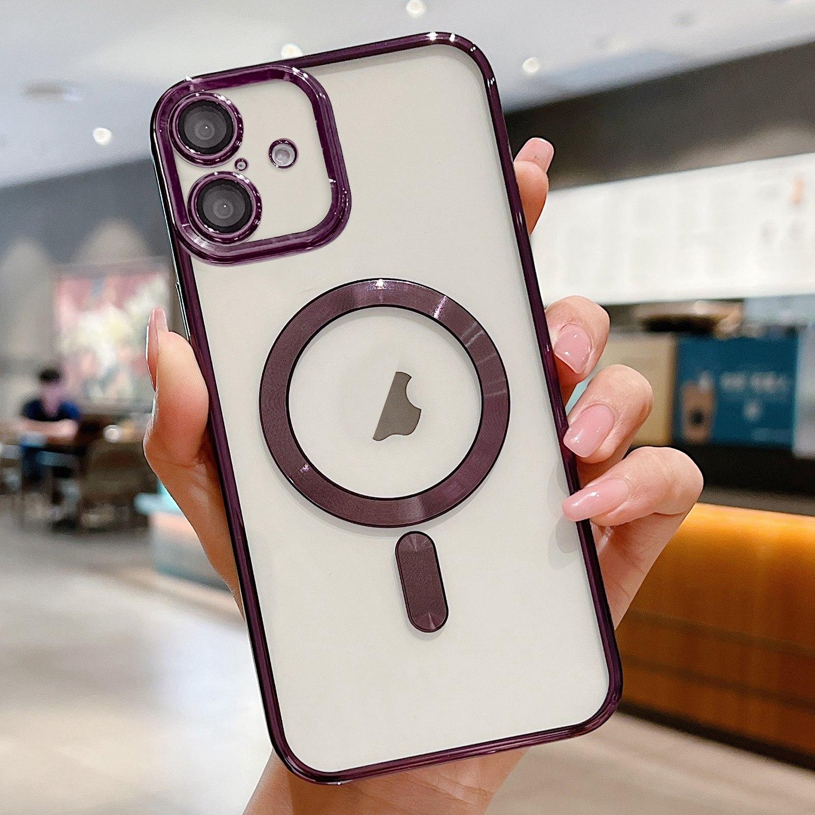Compatible with iPhone 18 Electroplating MagSafe Phone Case - Dark Purple