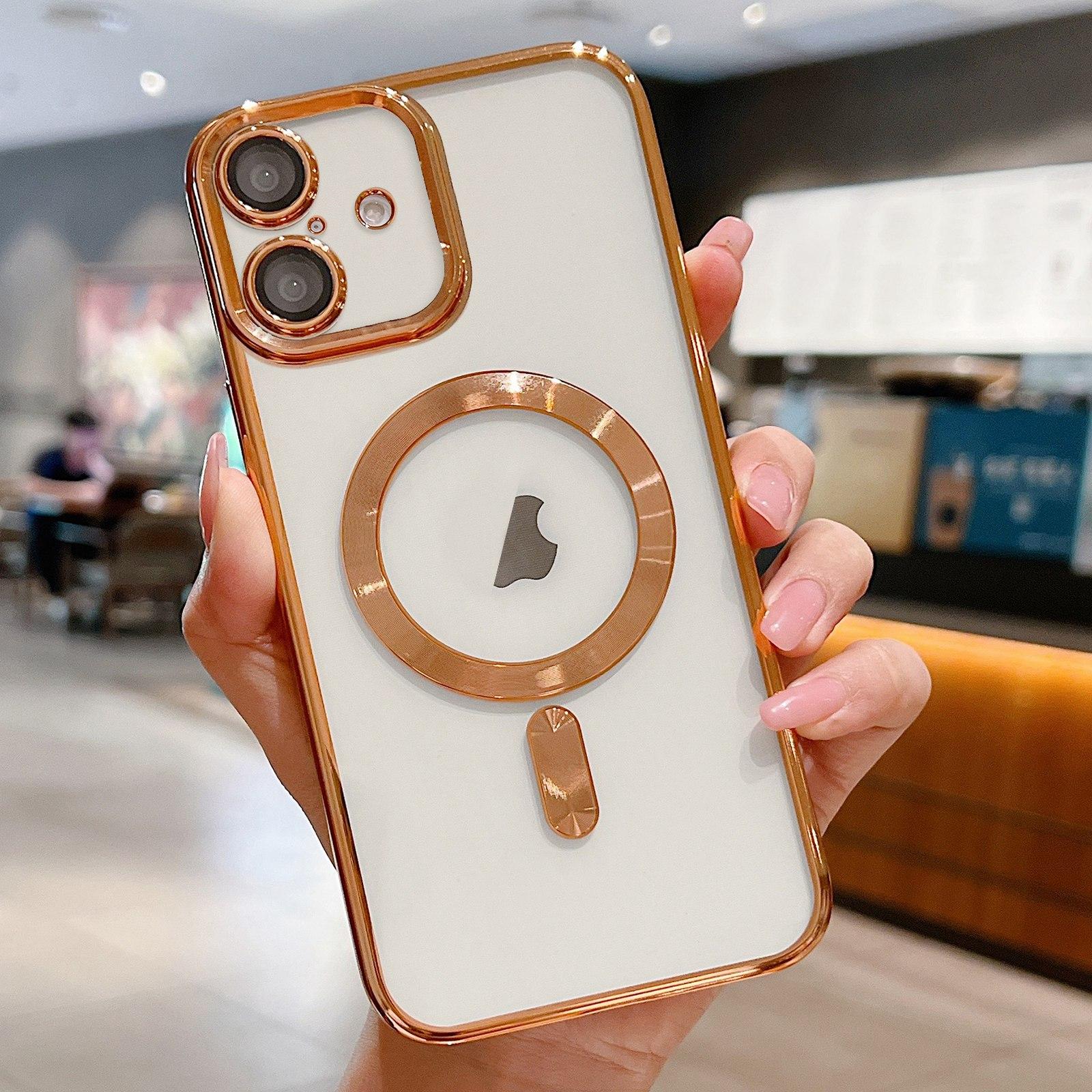 Compatible with iPhone 18 Electroplating MagSafe Phone Case - Gold