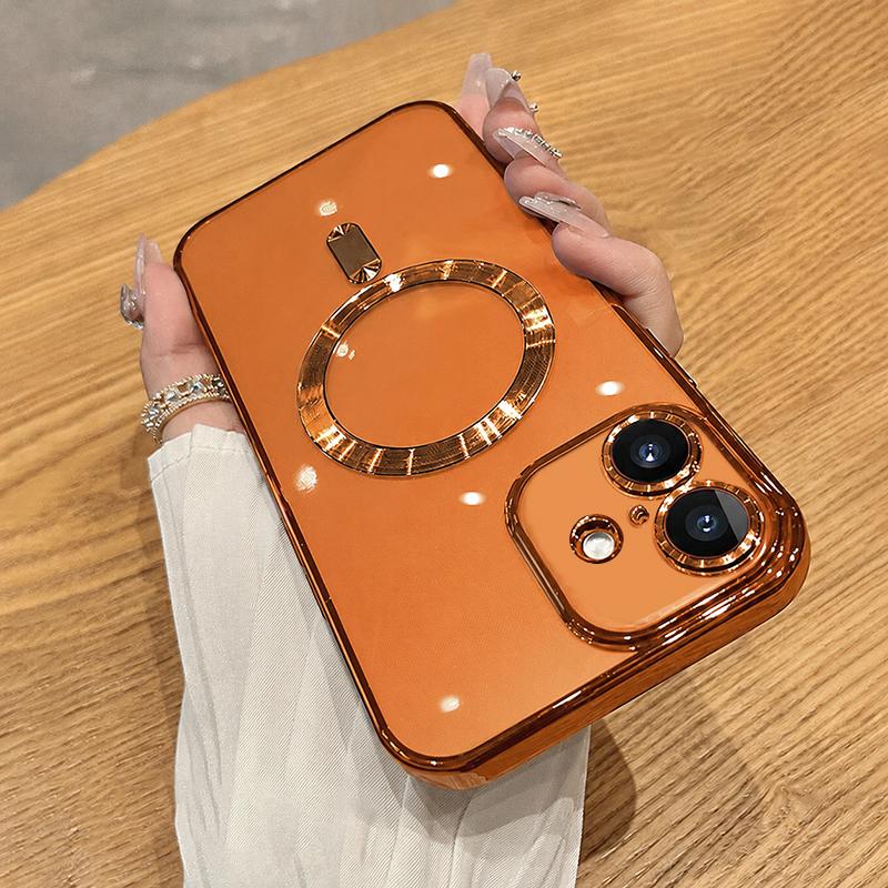 Compatible with iPhone 18 Electroplating MagSafe Phone Case - Orange