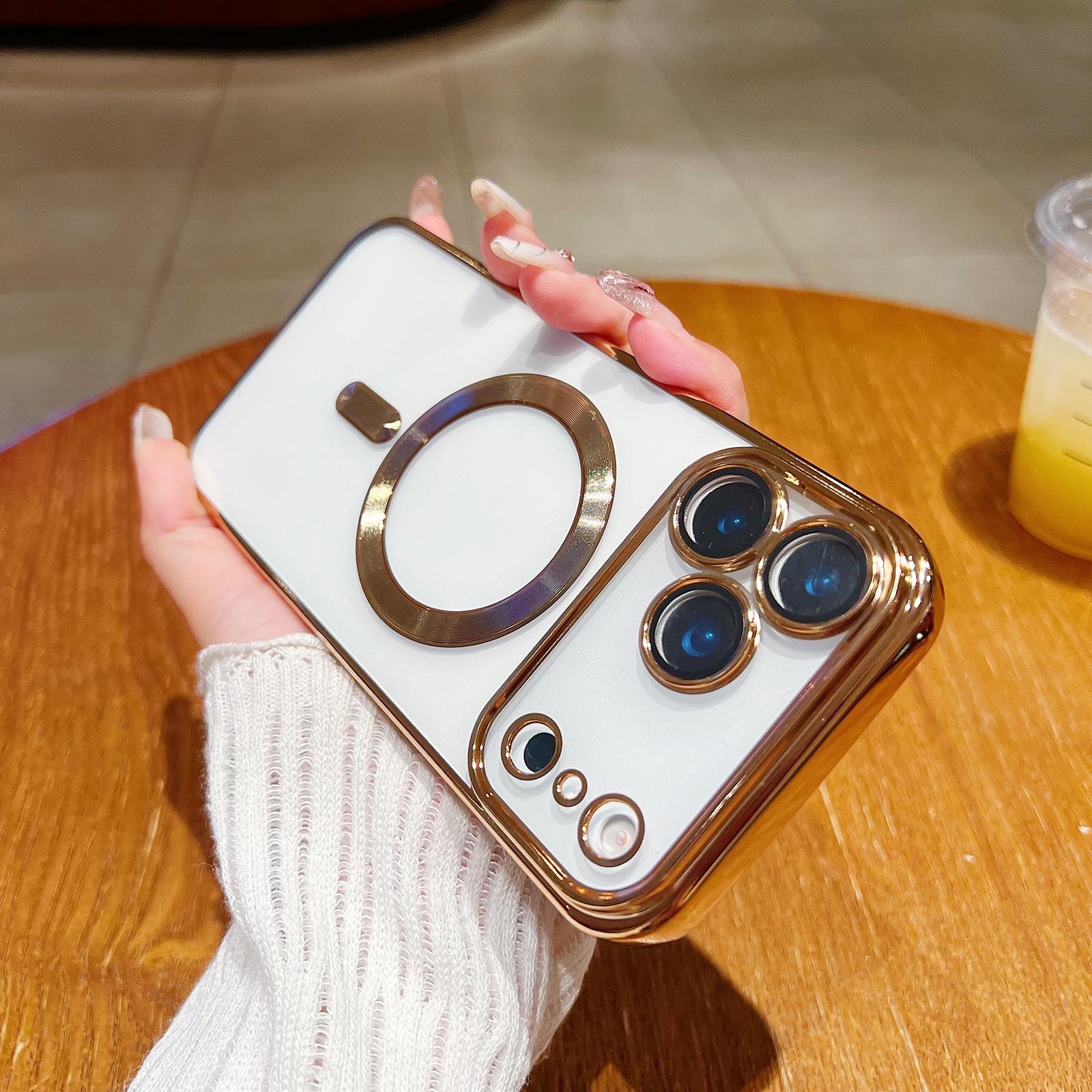 Compatible with iPhone 18 Pro Electroplating MagSafe Phone Case - Gold