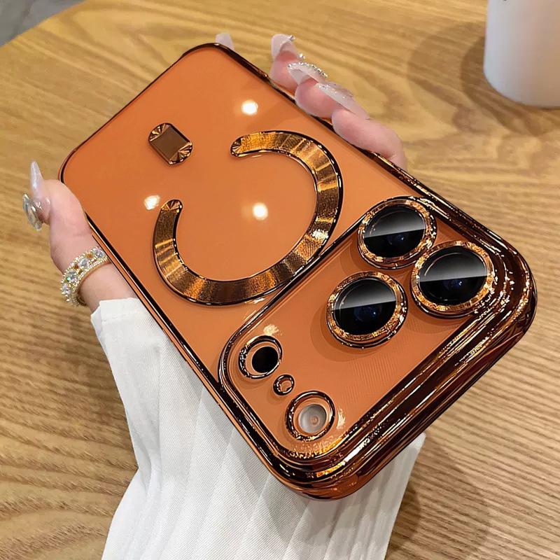 Compatible with iPhone 18 Pro Electroplating MagSafe Phone Case - Orange