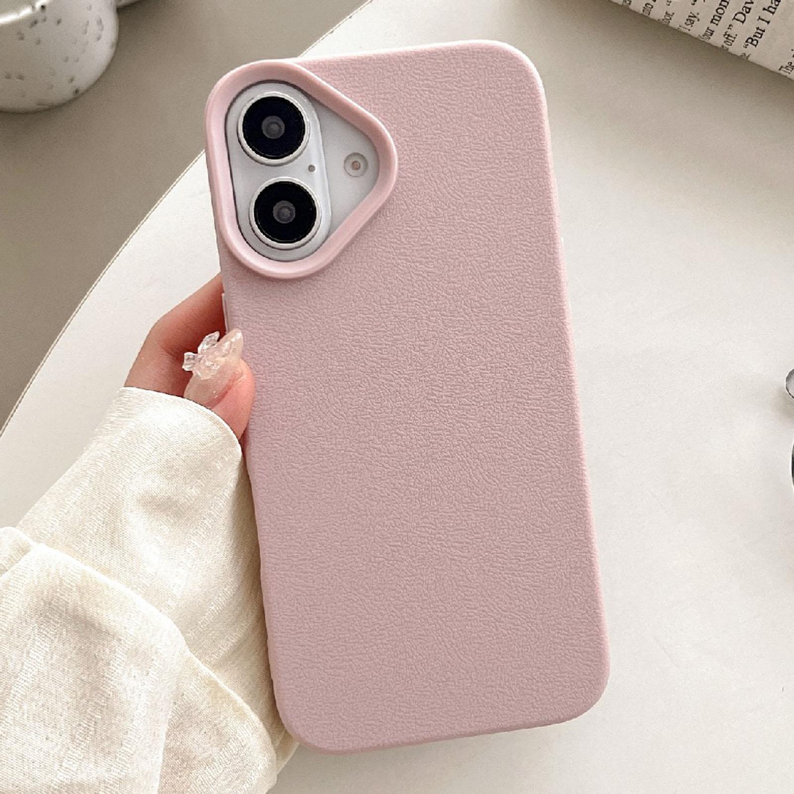 Compatible with iPhone 18 Leather Texture TPU Full Coverage Phone Case - Pink