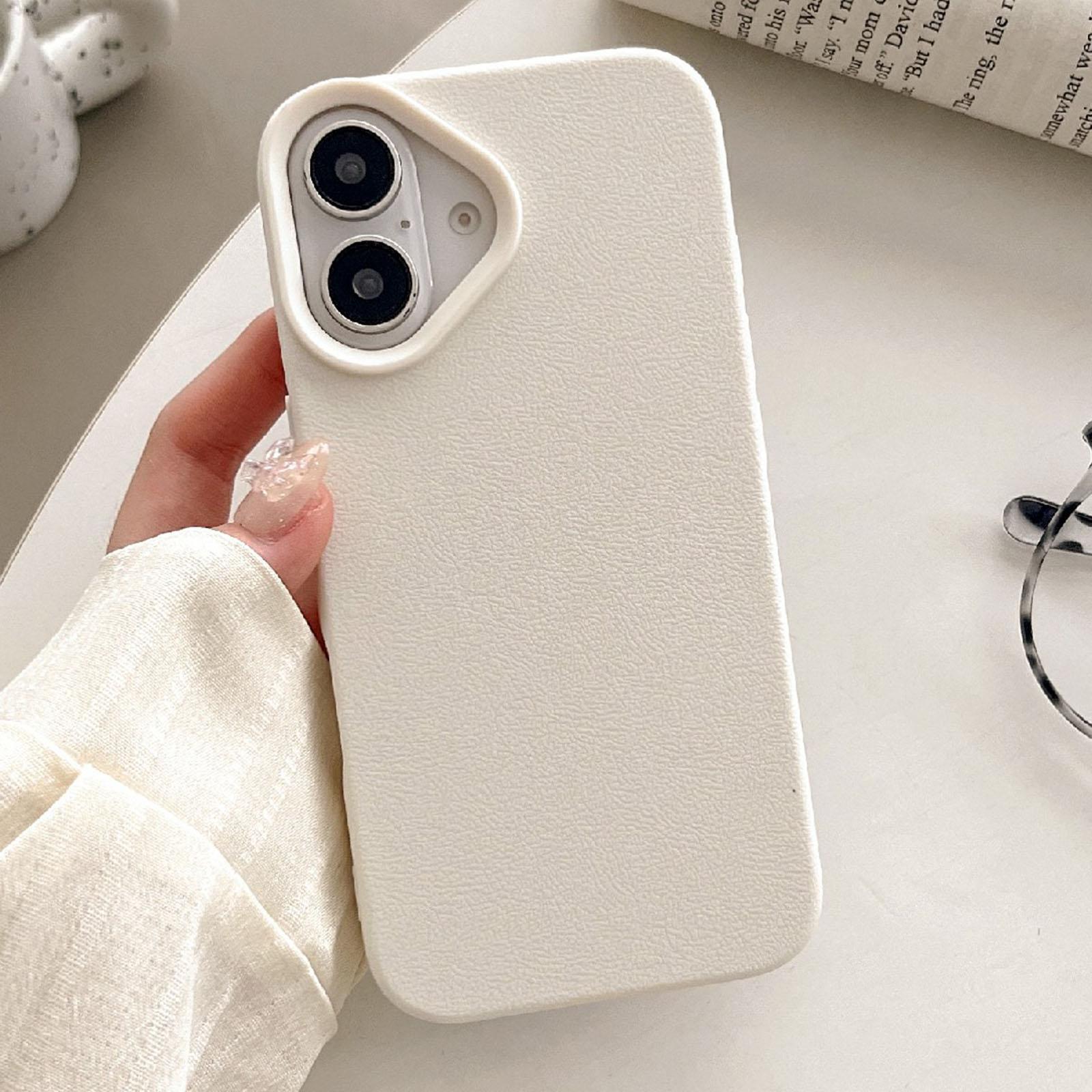 Compatible with iPhone 18 Leather Texture TPU Full Coverage Phone Case - White
