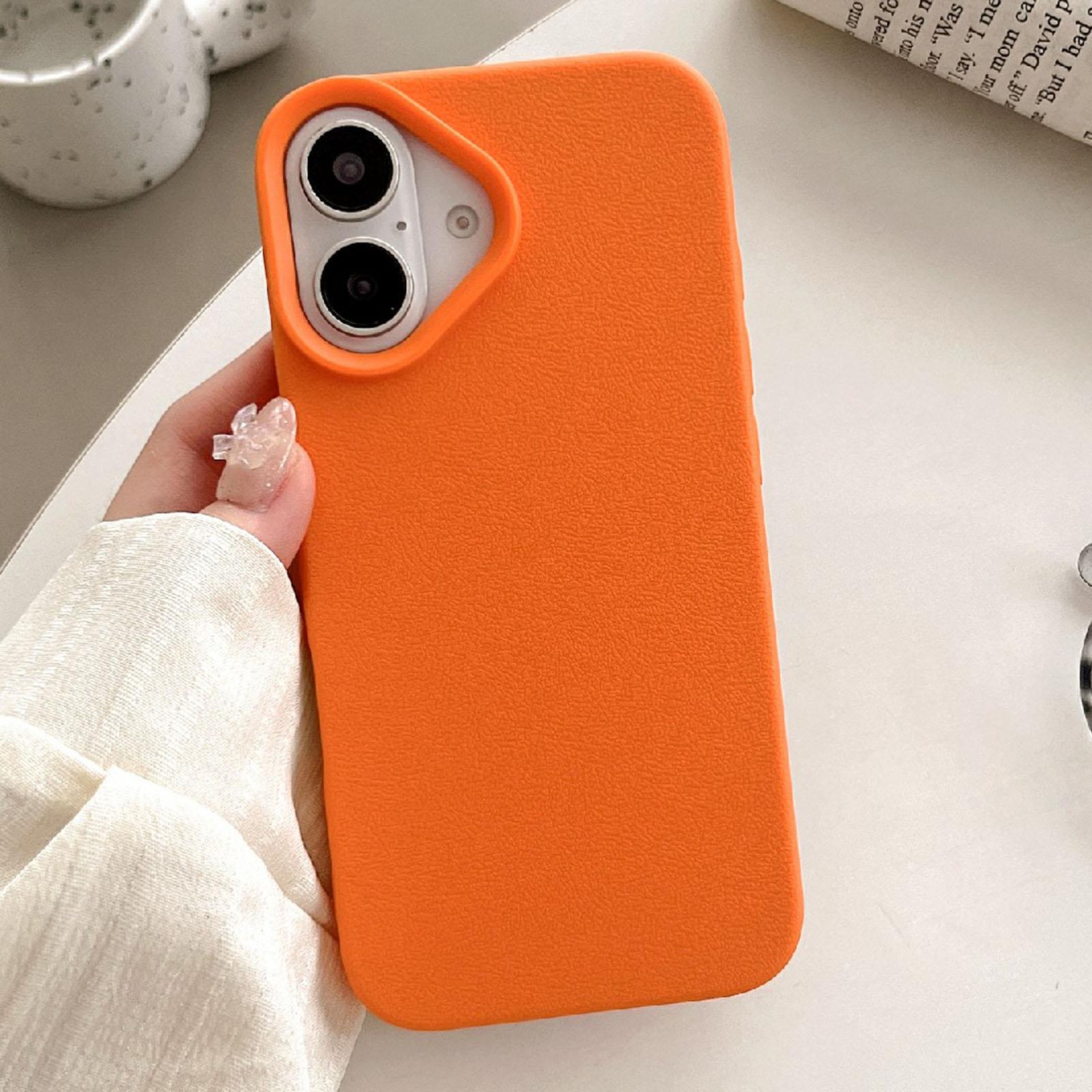 Compatible with iPhone 18 Leather Texture TPU Full Coverage Phone Case - Orange