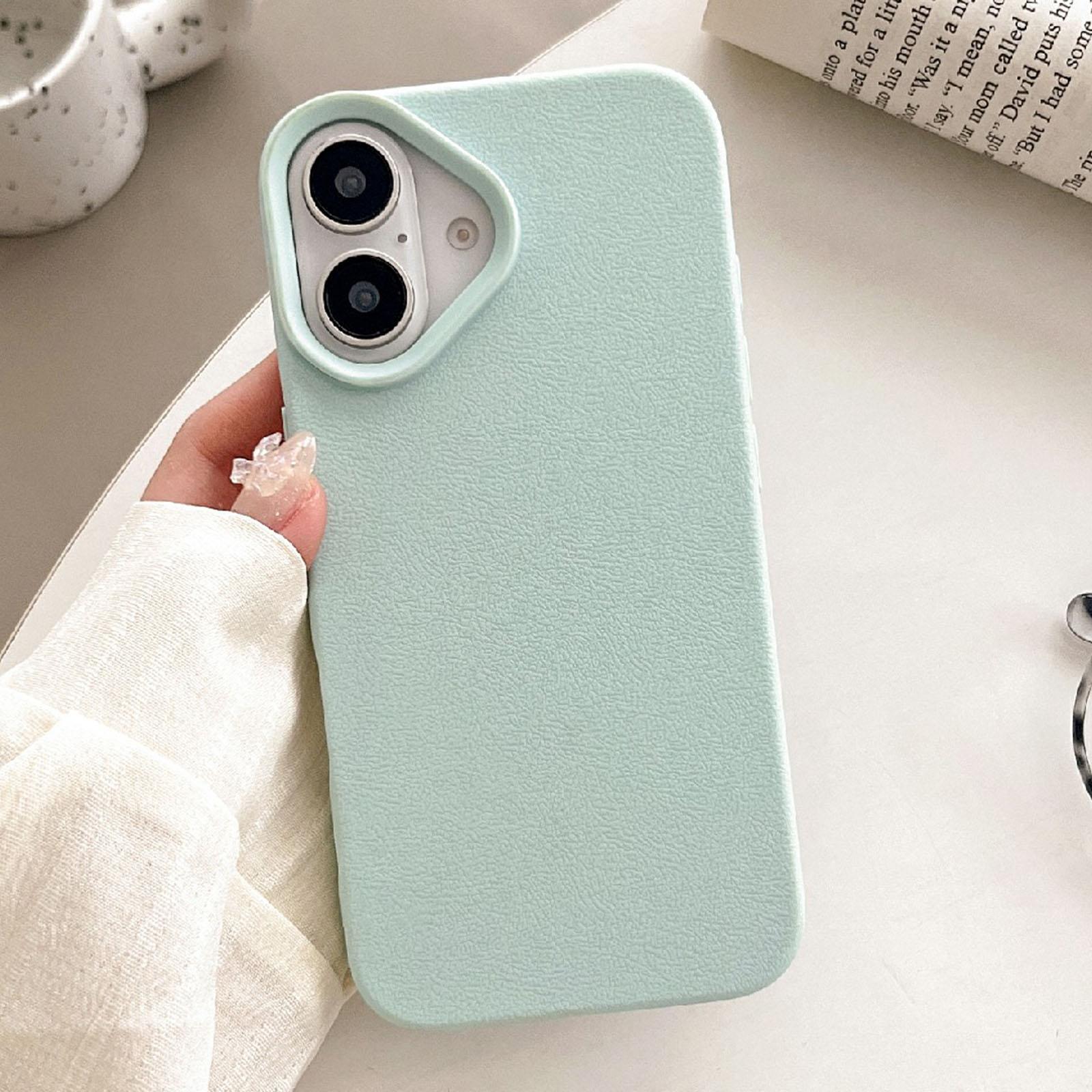 Compatible with iPhone 18 Leather Texture TPU Full Coverage Phone Case - Green