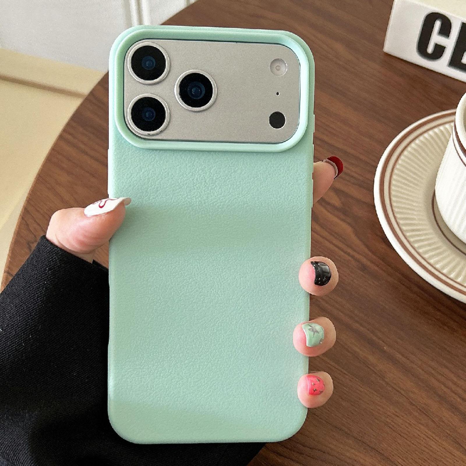 Compatible with iPhone 18 Pro Leather Texture TPU Full Coverage Phone Case - Green