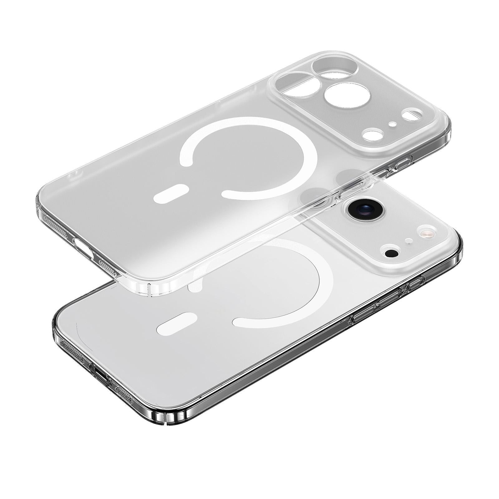 Compatible with iPhone 18 Pro SULADA Crystal Sand Series Electroplating Frosted MagSafe Magnetic Phone Case - Transparent