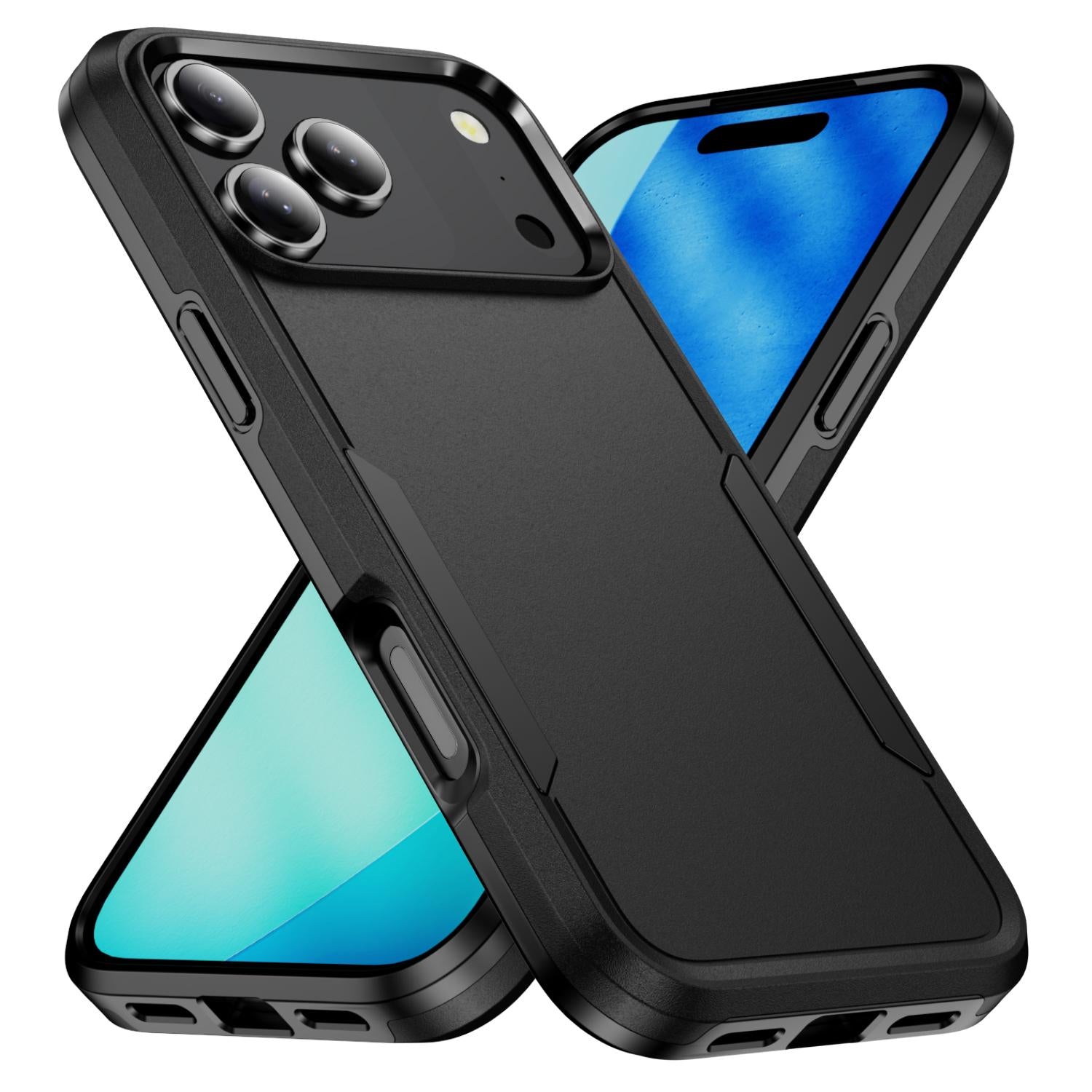 Compatible with iPhone 18 Pro Pioneer Armor Heavy Duty PC + TPU Phone Case - Black