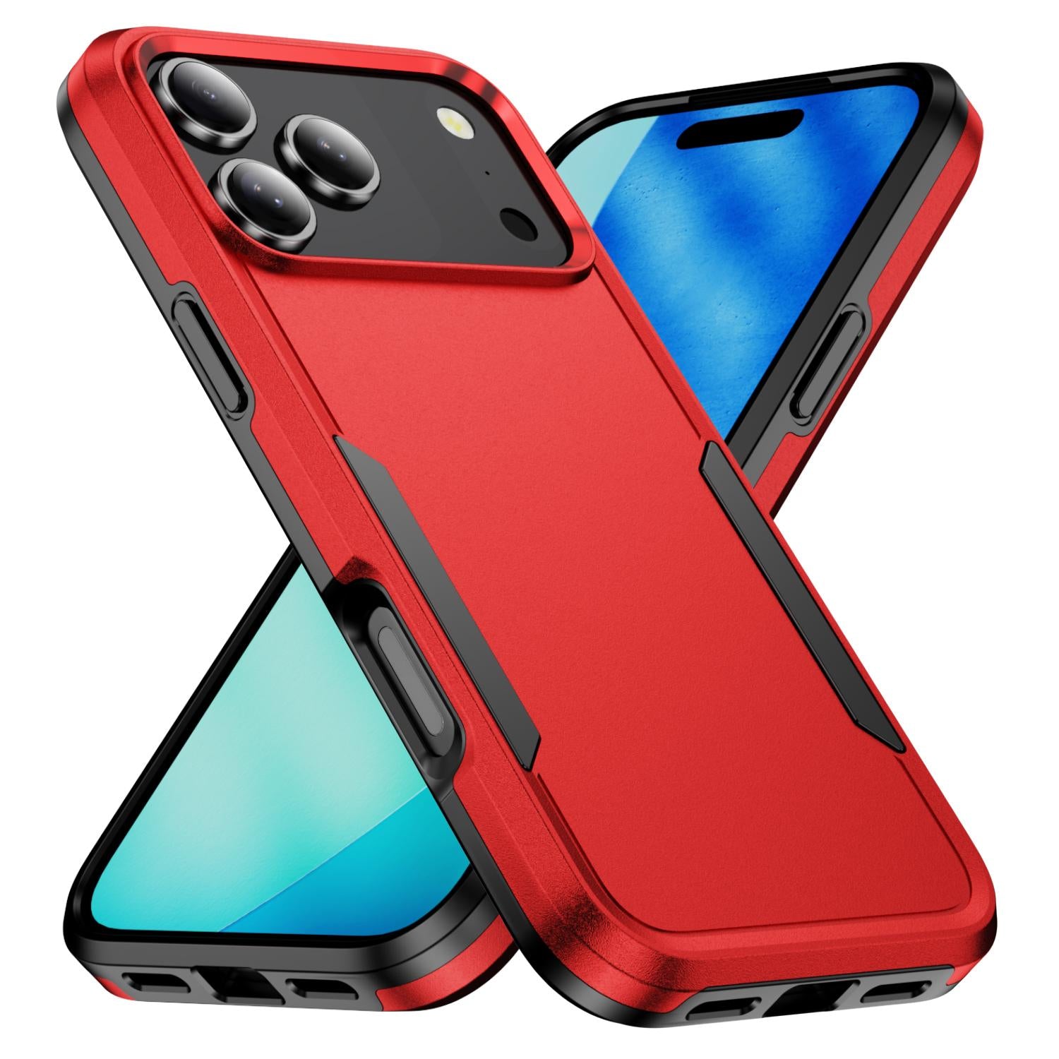 Compatible with iPhone 18 Pro Pioneer Armor Heavy Duty PC + TPU Phone Case - Red+Black
