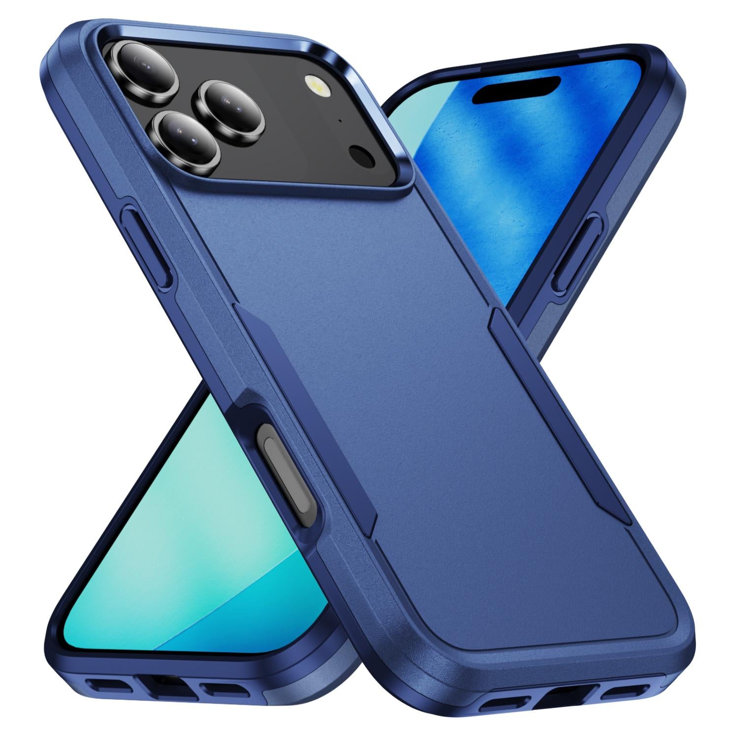 Compatible with iPhone 18 Pro Pioneer Armor Heavy Duty PC + TPU Phone Case - Blue