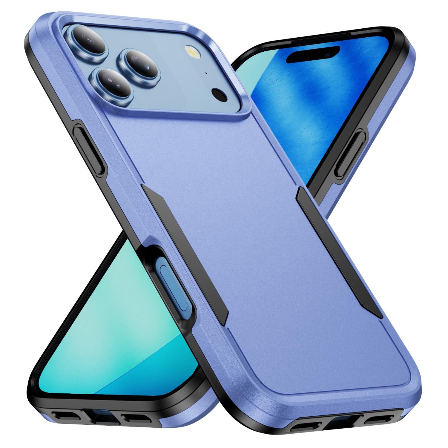 Compatible with iPhone 18 Pro Pioneer Armor Heavy Duty PC + TPU Phone Case - Light Blue+Black
