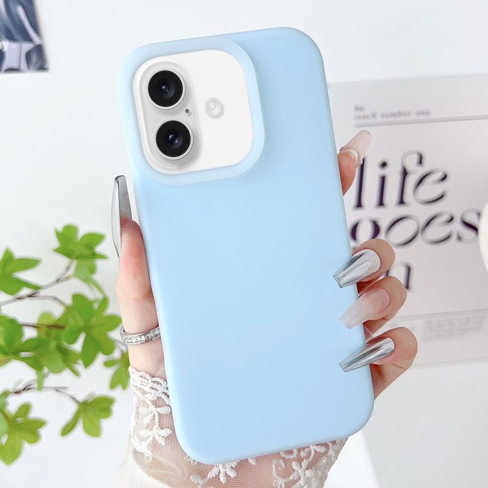 Compatible with iPhone 18 PC Dual-Layer Liquid Silicone Jelly Phone Case - Light Blue
