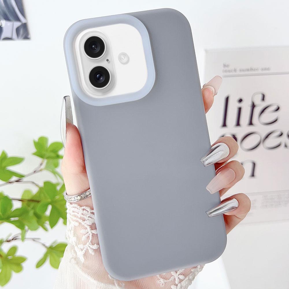 Compatible with iPhone 18 PC Dual-Layer Liquid Silicone Jelly Phone Case - Grey