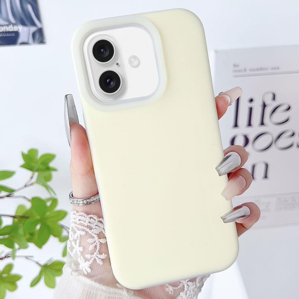 Compatible with iPhone 18 PC Dual-Layer Liquid Silicone Jelly Phone Case - Light Yellow