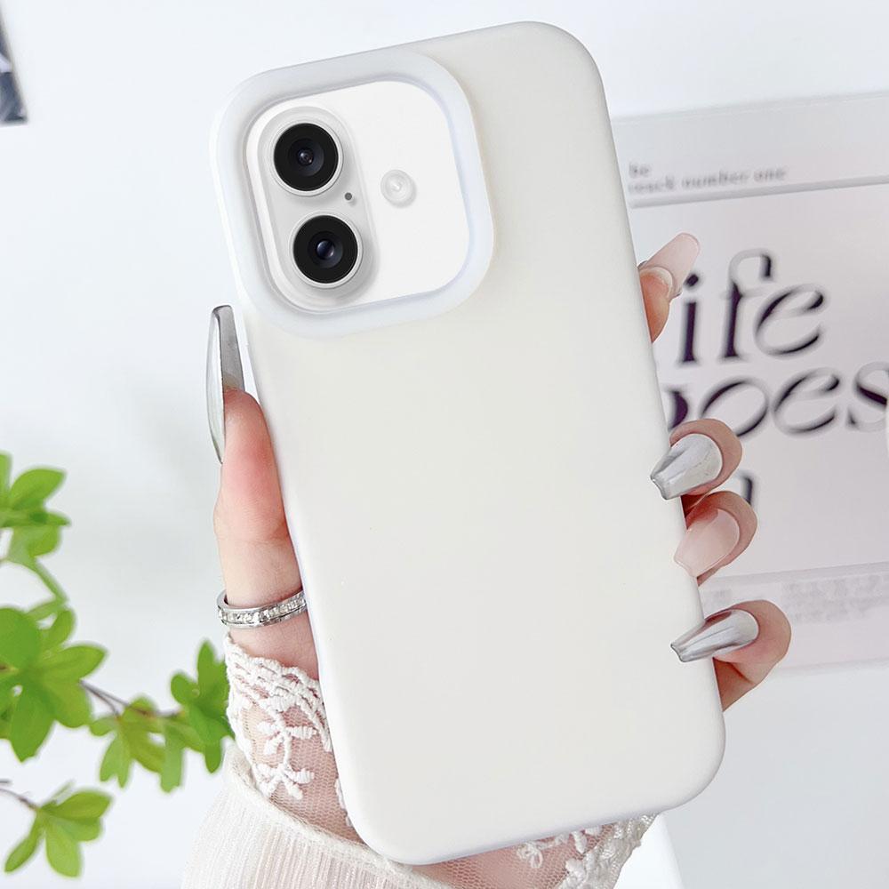 Compatible with iPhone 18 PC Dual-Layer Liquid Silicone Jelly Phone Case - White