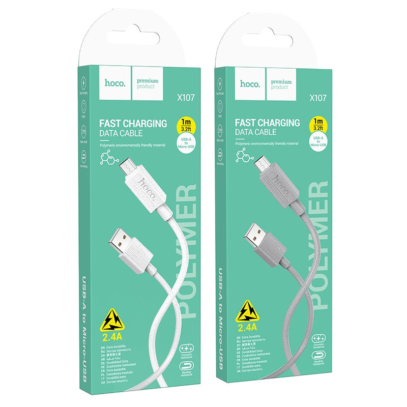 hoco X107 USB to Micro USB Favor 2.4A Charging Data Cable, Length:1m(Grey)