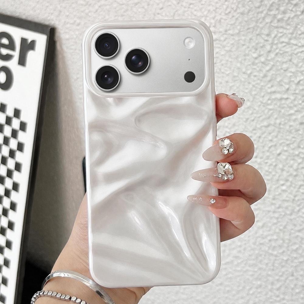 Compatible with iPhone 18 Pro Water Ripple Electroplating Paint TPU Phone Case - White