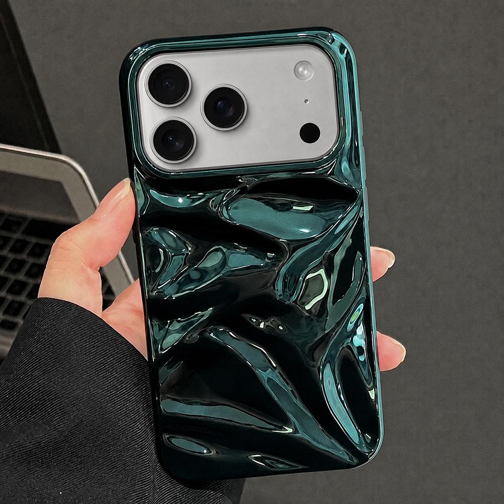 Compatible with iPhone 18 Pro Water Ripple Electroplating Paint TPU Phone Case - Bright Green