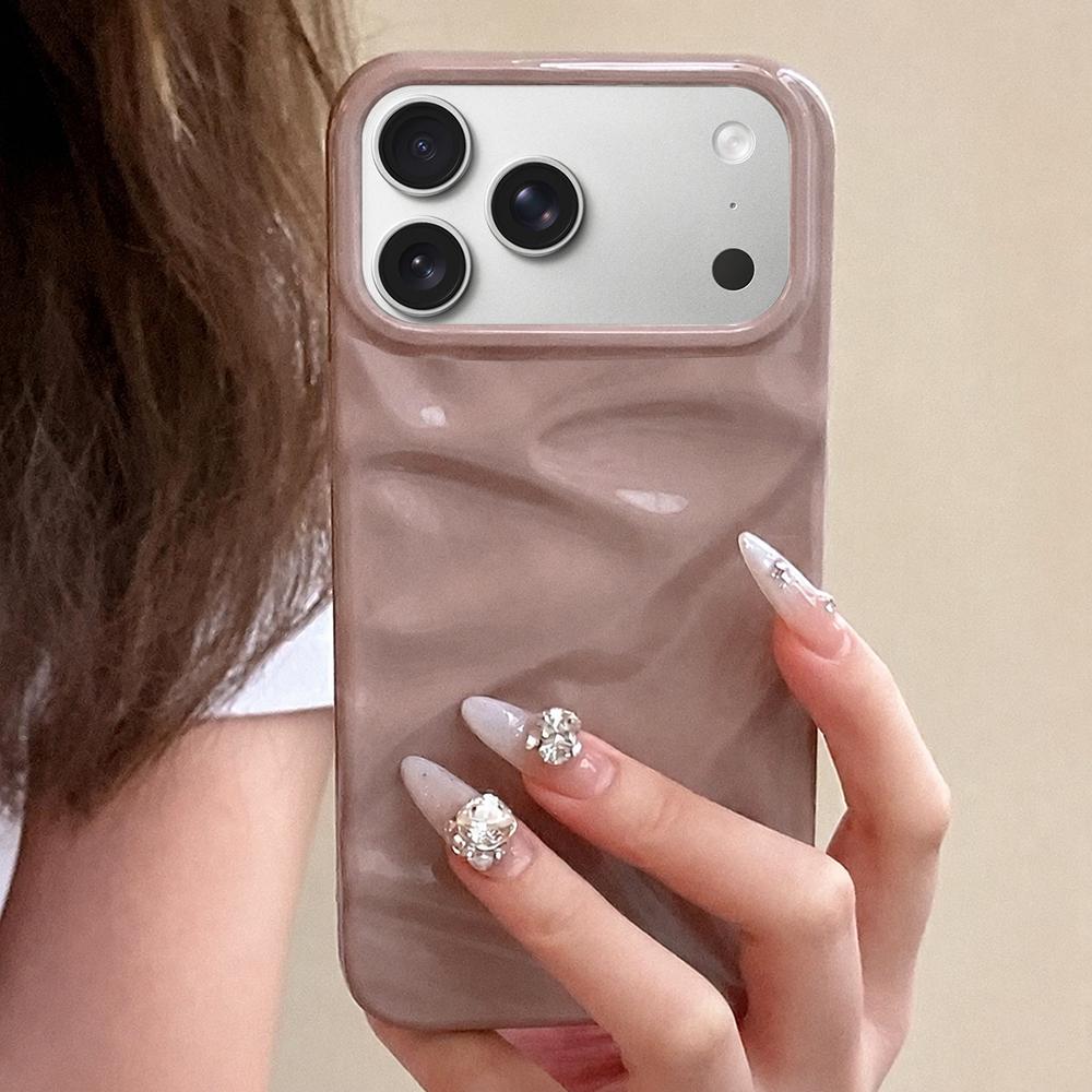 Compatible with iPhone 18 Pro Water Ripple Electroplating Paint TPU Phone Case - Pink Brown