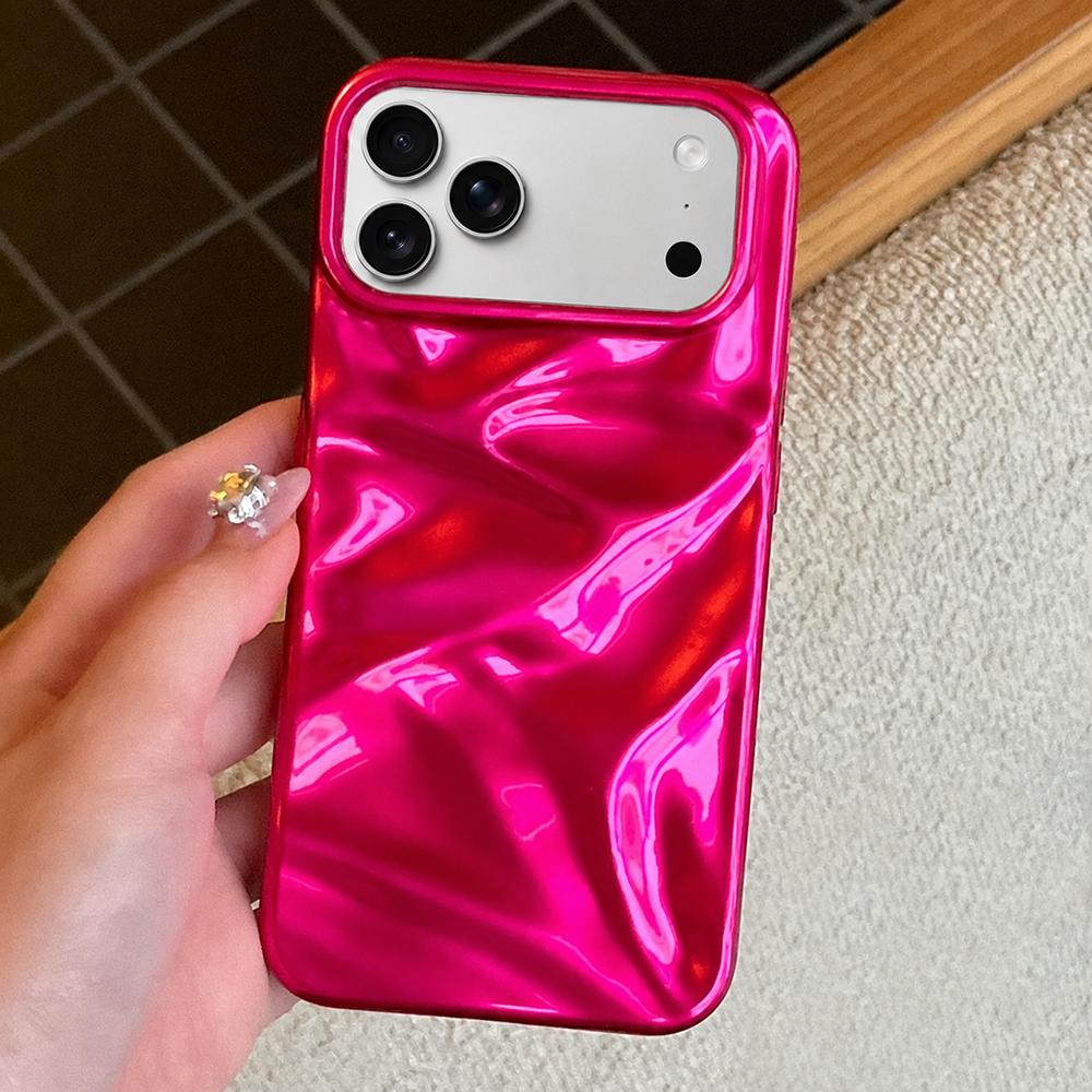 Compatible with iPhone 18 Pro Water Ripple Electroplating Paint TPU Phone Case - Rose Red