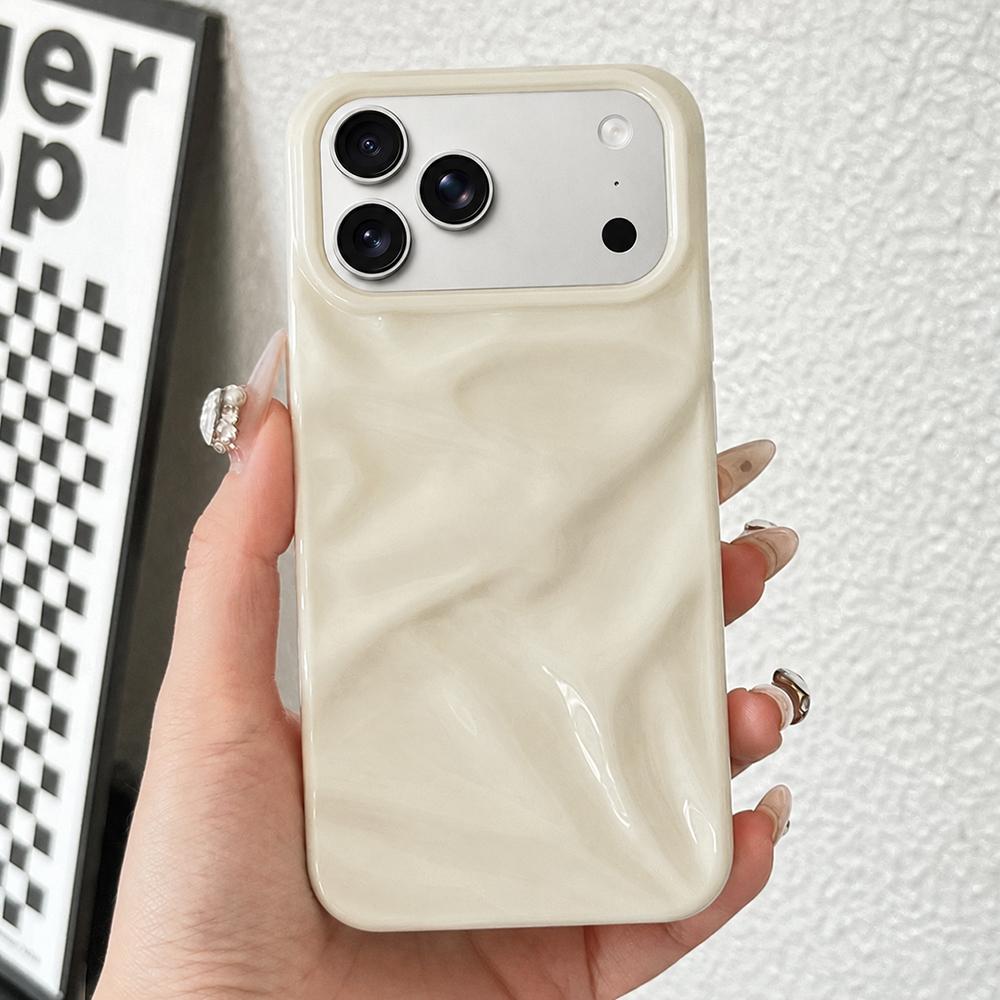Compatible with iPhone 18 Pro Water Ripple Electroplating Paint TPU Phone Case - Milky White