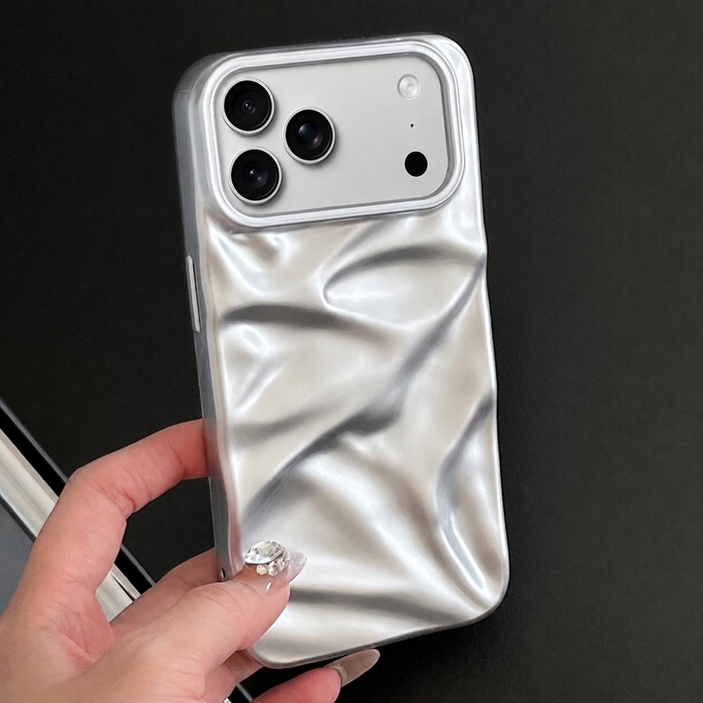 Compatible with iPhone 18 Pro Water Ripple Electroplating Paint TPU Phone Case - Silver