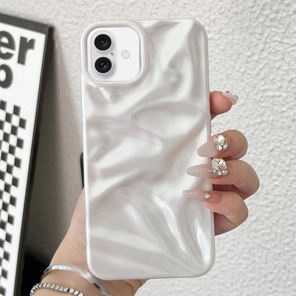 Compatible with iPhone 18 Water Ripple Electroplating Paint TPU Phone Case - White