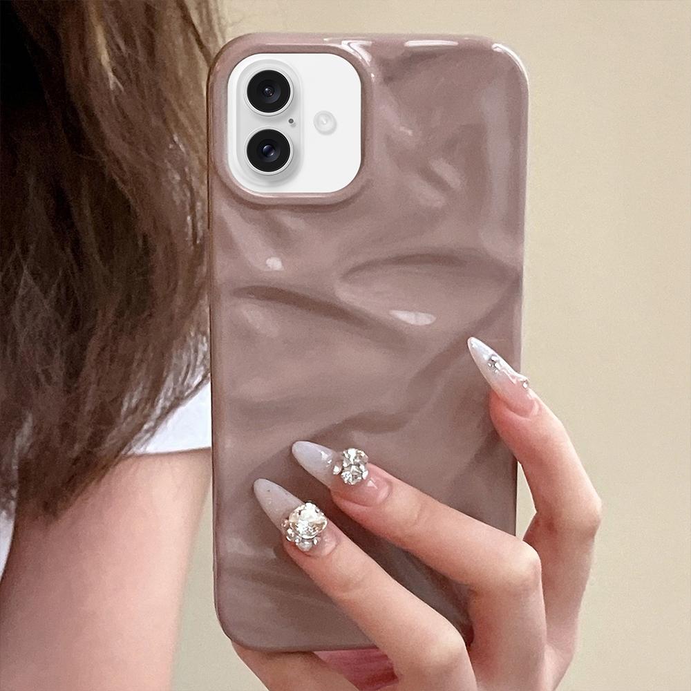 Compatible with iPhone 18 Water Ripple Electroplating Paint TPU Phone Case - Pink Brown