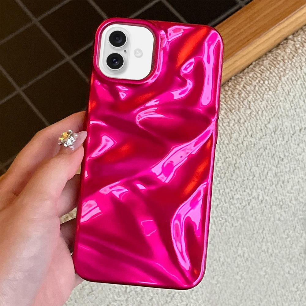 Compatible with iPhone 18 Water Ripple Electroplating Paint TPU Phone Case - Rose Red