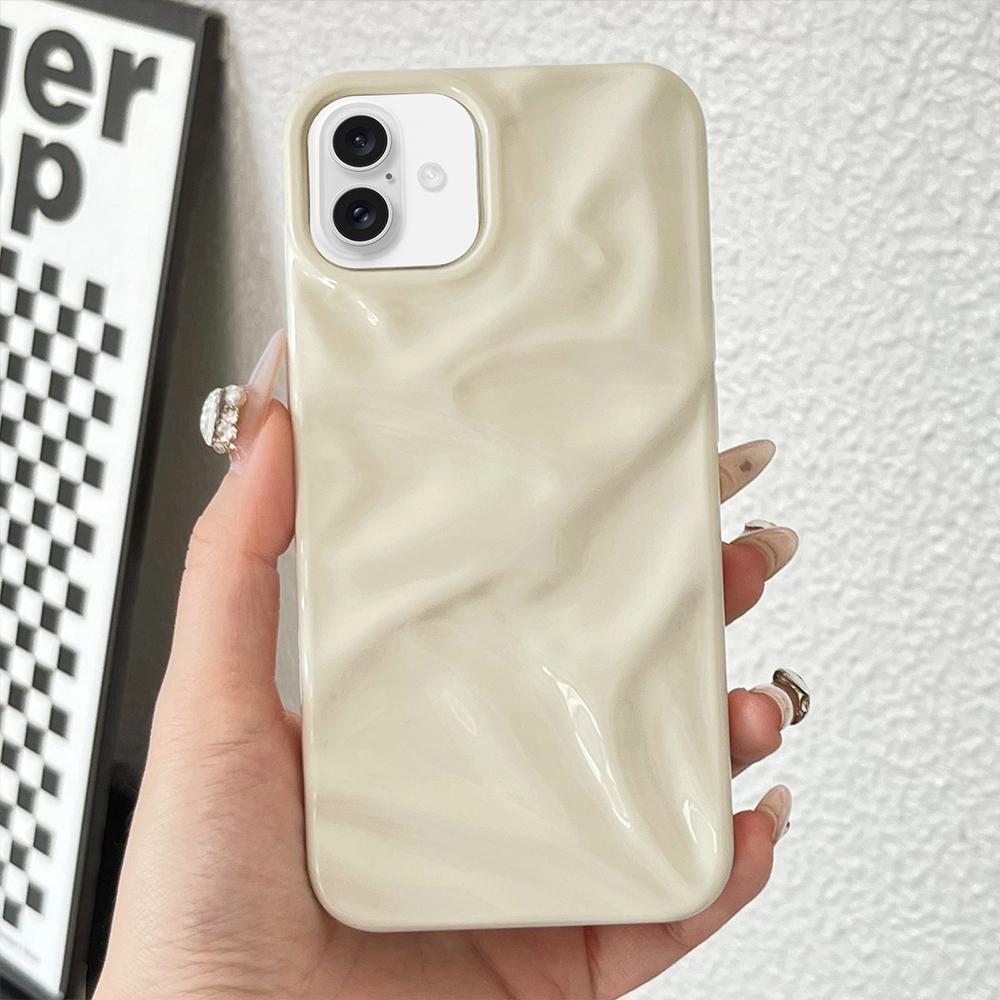 Compatible with iPhone 18 Water Ripple Electroplating Paint TPU Phone Case - Milky White