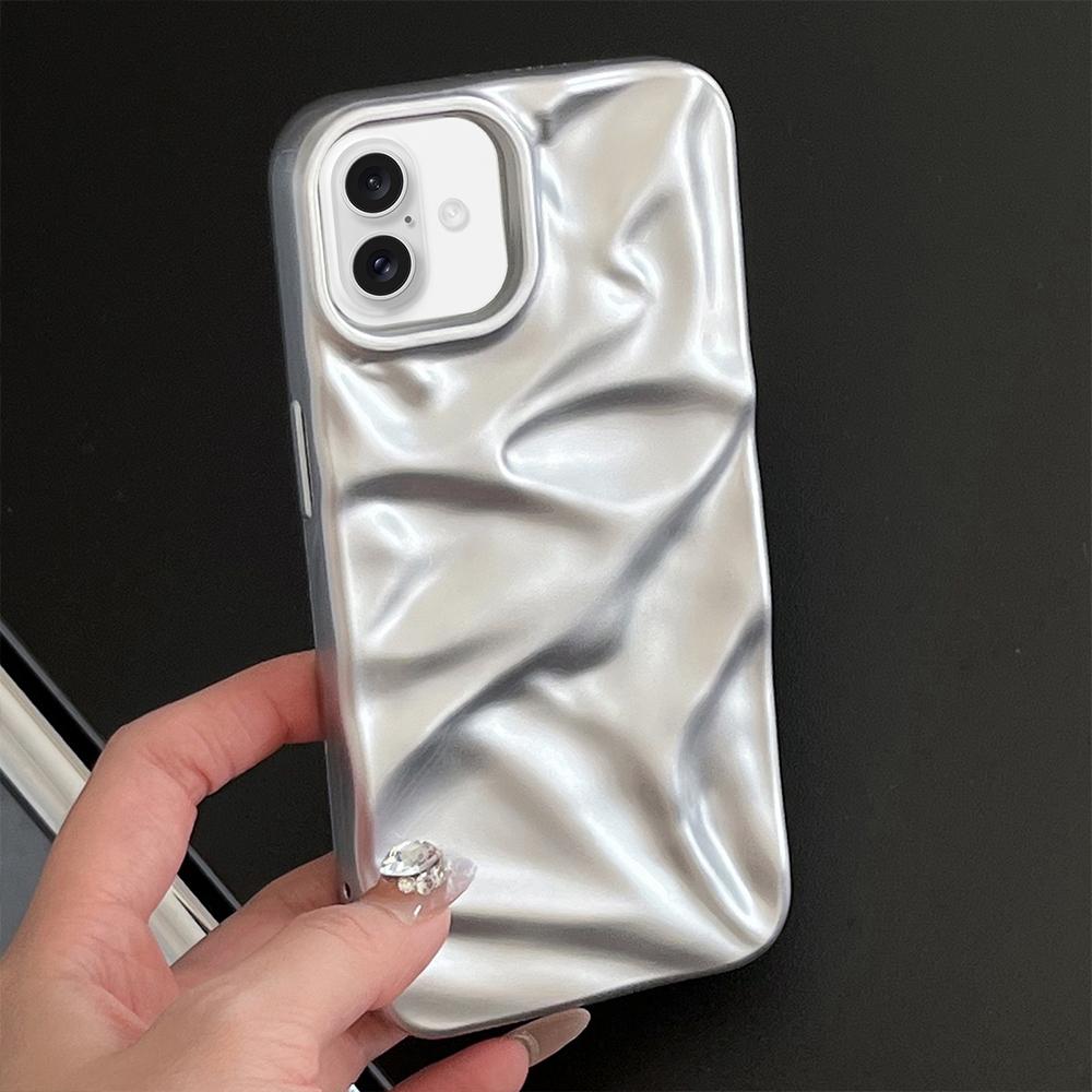 Compatible with iPhone 18 Water Ripple Electroplating Paint TPU Phone Case - Silver