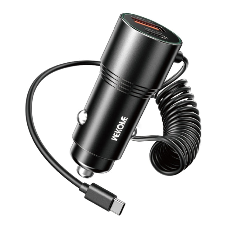 WEKOME WP-C51 Pop Digital Series 66W USB, USB-C / Type-C Car Charger with Charging Cable(Black)