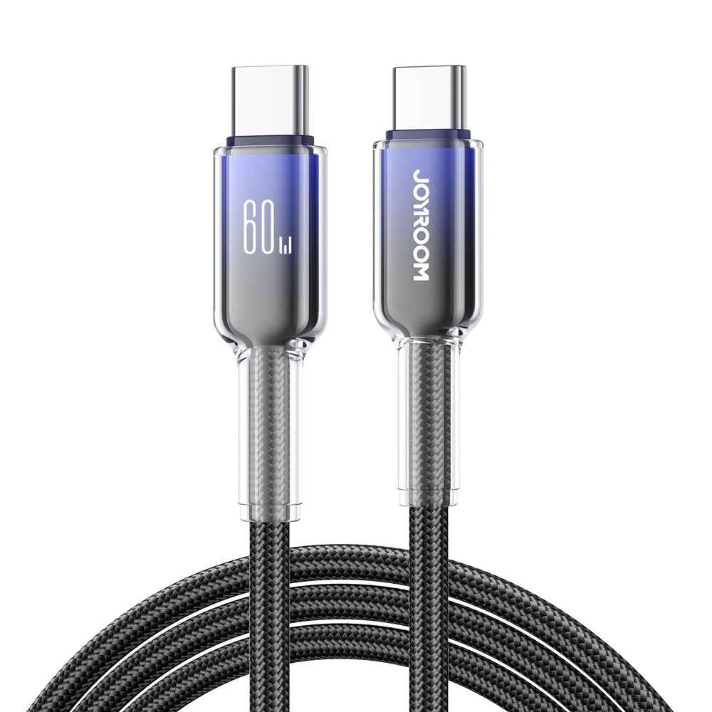 Uniqbuy For JOYROOM S-A42 Crystal Clear Series Fast Charging Data Cable, Type-C to Type-C Cable, Length: 1.2m(Black)